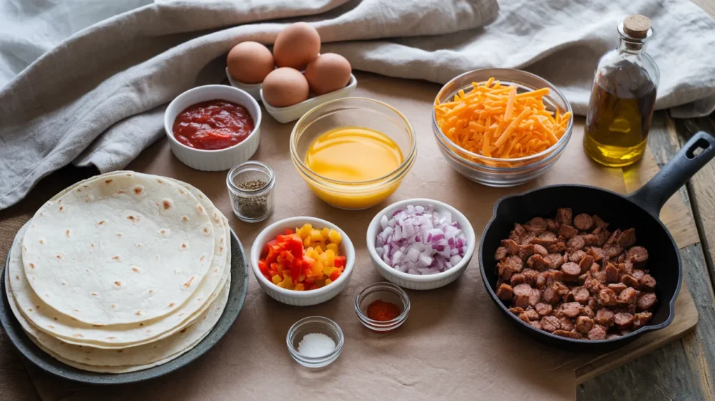 Cheesy Sausage Breakfast Burritos