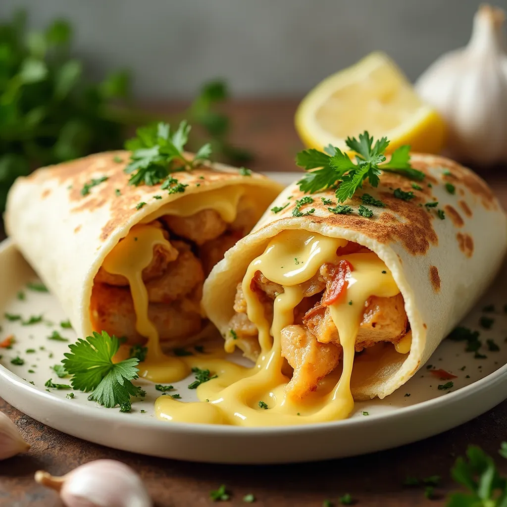 Cheesy Garlic Chicken Wraps