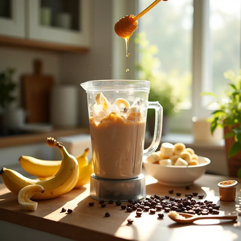 banana peanut butter and chocolate smoothie