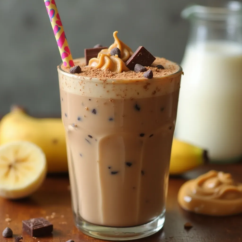 banana peanut butter and chocolate smoothie